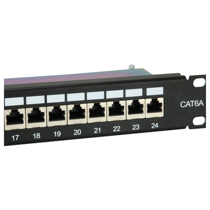 Equip Patchpanel 24x RJ45 Cat6A 19" FTP 1HE ISO/IEC schwarz