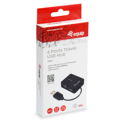 Equip USB-Hub 4-Port 2.0 ->4x2.0 480Mbps o.Netzteil sw