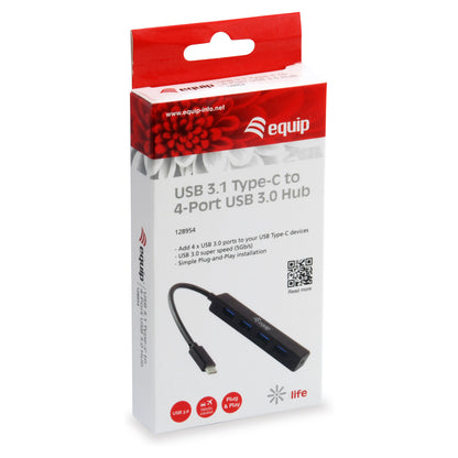 Equip USB-Hub 4-Port 3.2/C->4x3.0 5Gbps o.Netzteil sw