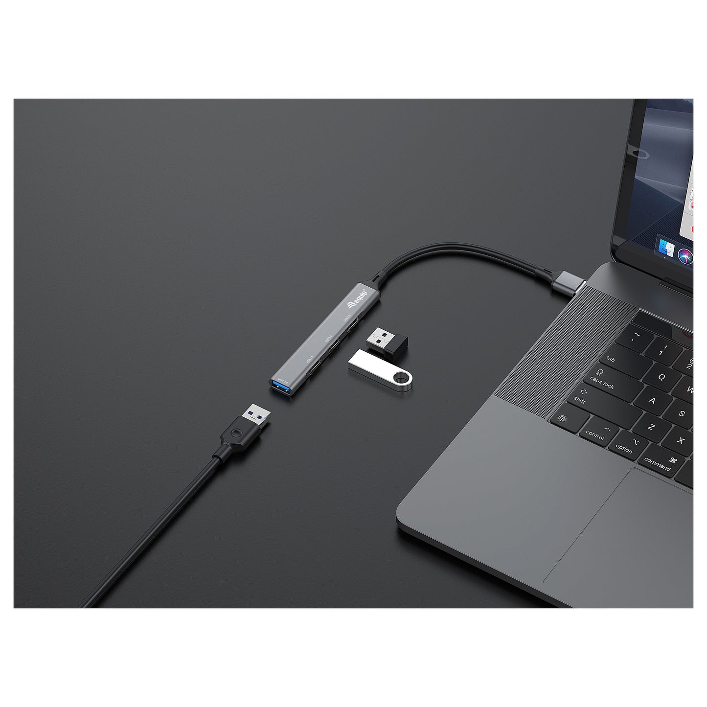 Equip USB-Hub 4-Port 3.0 ->1x3.0 3x2.0 5Gbps o.Netzteil gr