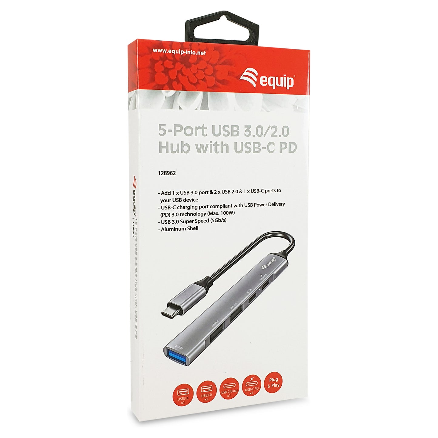 Equip Dock USB-C->1xUSB-C.1xUSB3.0.2xUSB2.0.100WPD 15cm si