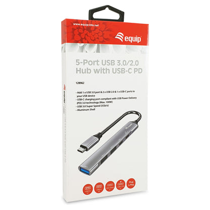 Equip Dock USB-C->1xUSB-C.1xUSB3.0.2xUSB2.0.100WPD 15cm si
