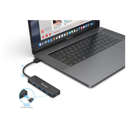 Equip USB-Hub 4-Port 3.2 ->4x3.0 +USB-C Adp.5Gbps o.Netz.sw