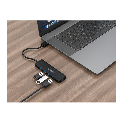 Equip USB-Hub 4-Port 3.2 ->4x3.0 +USB-C Adp.5Gbps o.Netz.sw