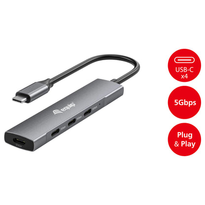 Equip USB-Hub 4-Port 3.2/C->4x3.0 5Gbps o.Netzteil gr