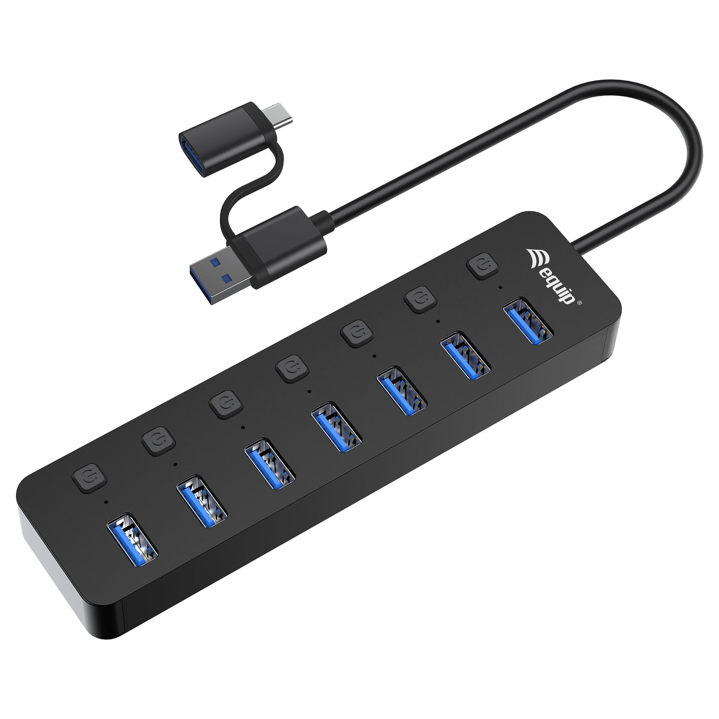Equip USB-Hub 7-Port 3.2 ->7x3.2 5Gbps m.Netzteil sw