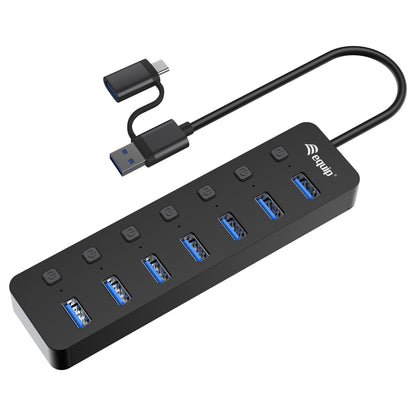 Equip USB-Hub 7-Port 3.2 ->7x3.2 5Gbps m.Netzteil sw