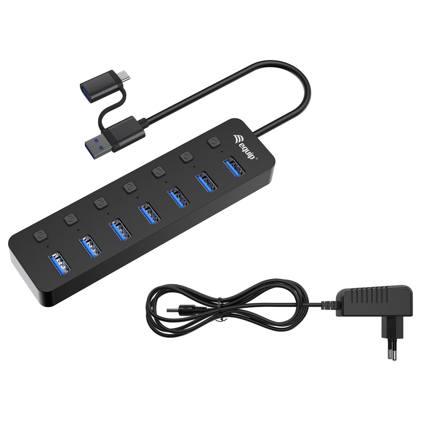 Equip USB-Hub 7-Port 3.2 ->7x3.2 5Gbps m.Netzteil sw