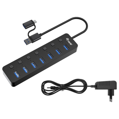 Equip USB-Hub 7-Port 3.2 ->7x3.2 5Gbps m.Netzteil sw