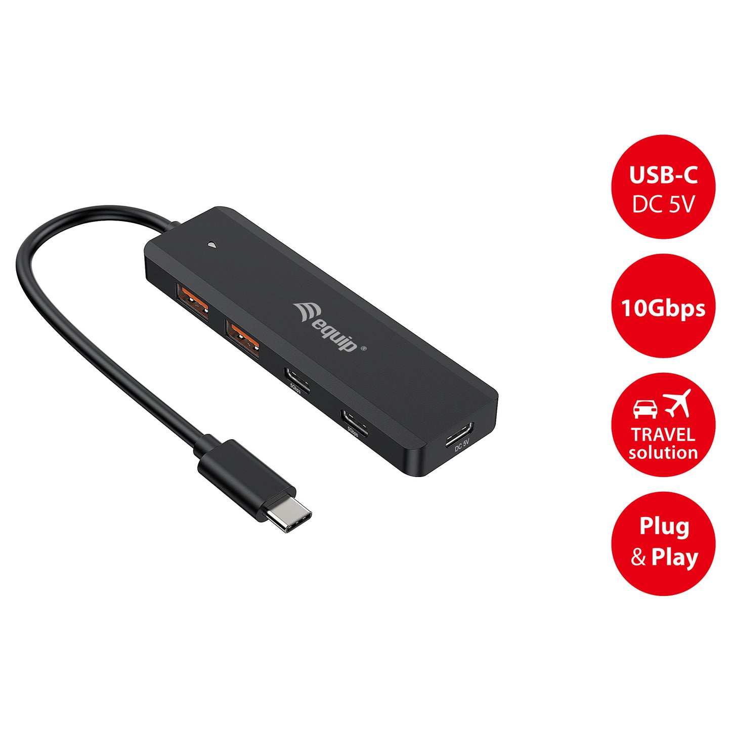 Equip USB-Hub 4-Port 3.2/C->2xUSB-C 2xUSB-A 10Gbps o.Netz.sw