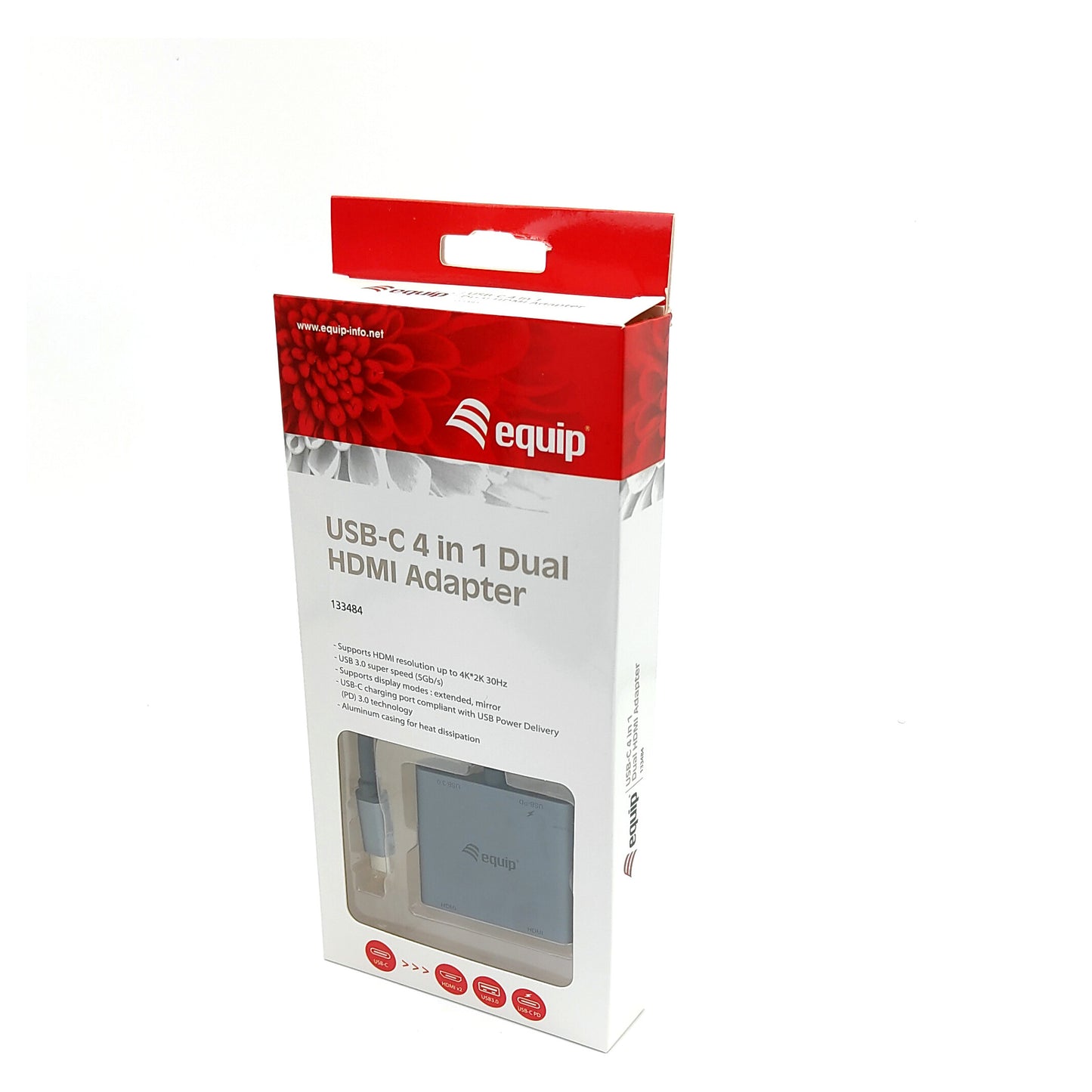 Equip Dock USB-C->2xHDMI.USB 3.0.100WPD 15cm si