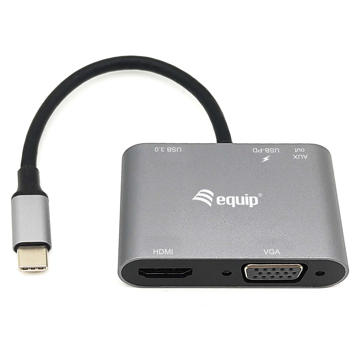 Equip Dock USB-C->HDMI.VGA.USB3.0.AUX.100WPD 15cm sw