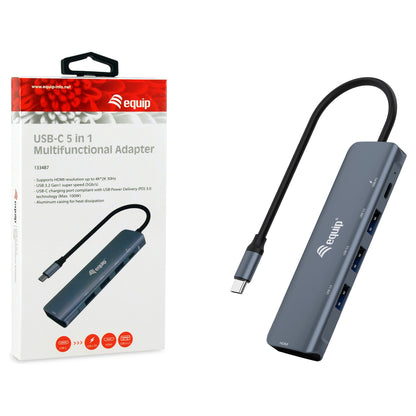 Equip Dock USB-C->HDMI.3xUSB3.0.100WPD 25cm gr