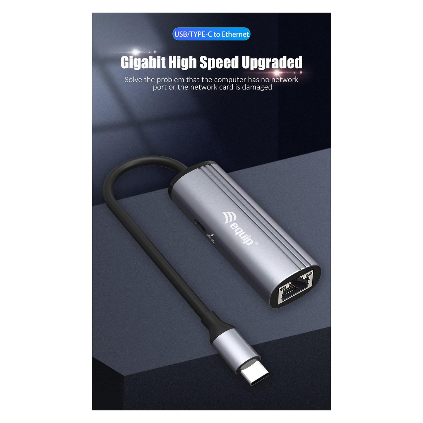 Equip Dock USB-C->GbE.100WPD3.0 15cm gr