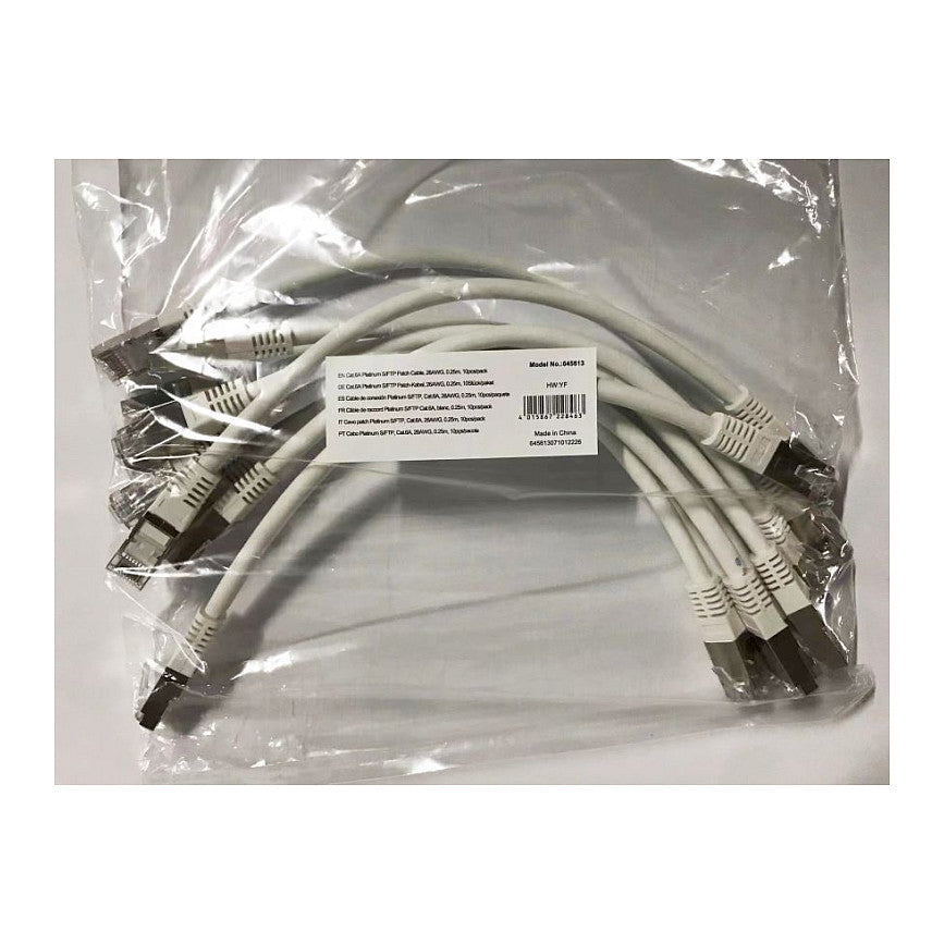 Equip Patchkabel Cat6A 10x/set S/FTP 2xRJ45 0.25m ws Plat.