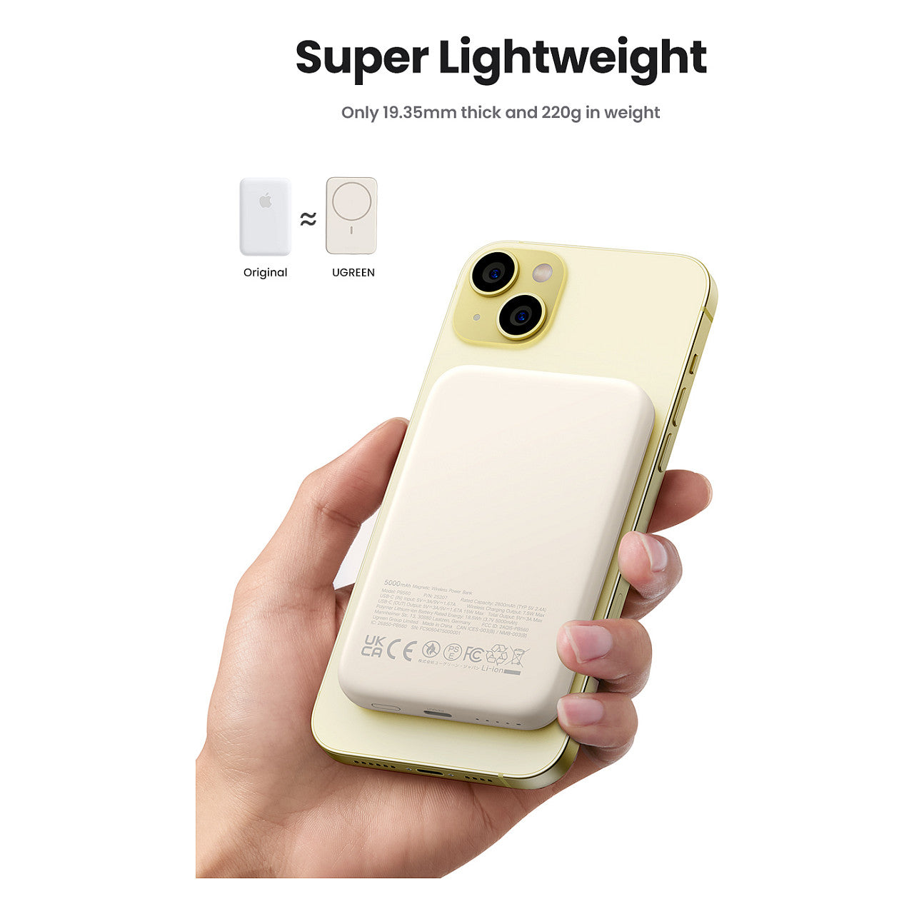 UGREEN 10000mAh Mini Powerbank Wireless 20W with MagSafe white