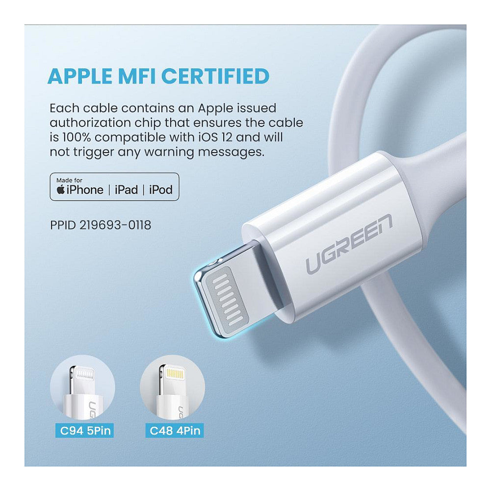 UGREEN Lightning To Type-C Cable 1m white