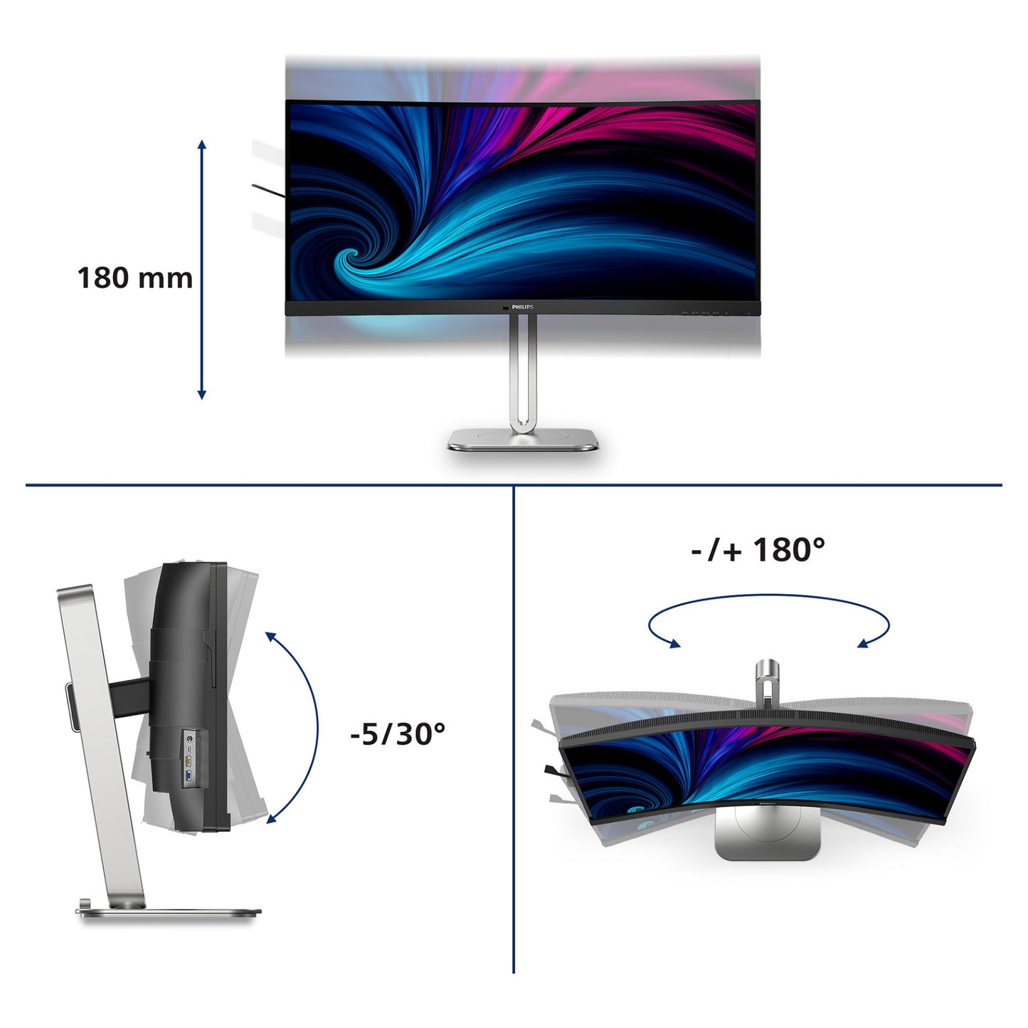Philips 86.4cm (34.0") 34B2U5600C 21:09 HDMI+DP+USB-C grey