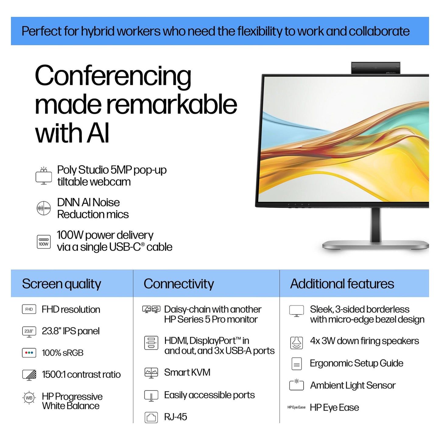 HP 524pm IPS FHD 1920x1080@100Hz DP/HDMI/USB-c 350cd 5ms