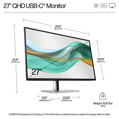 68,6cm/27" (2560x1440) HP 527pu 9E0G5AA 16:9 WQHD IPS 5ms 100Hz HDMI DisplayPort USB-C USB LAN VESA Black