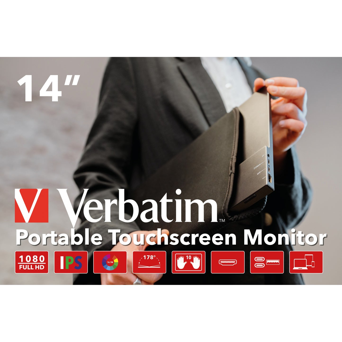 Verbatim PMT-14 Portable Touchscreen Monitor 14" FullHD 1080