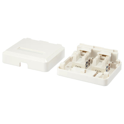 Equip Aufputzdose 2x Keystone Jack mit Abdeckung weiß