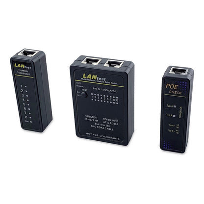 Equip Kabeltester Netzwerk f. RJ45/RJ11/RJ12/BNC Kabel sw
