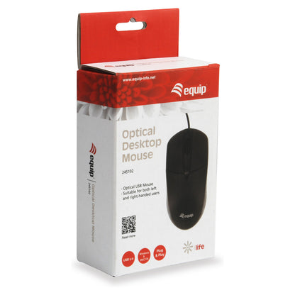 Equip Optische Maus USB Desktop Rechts-Linkshänder 1.35m sw