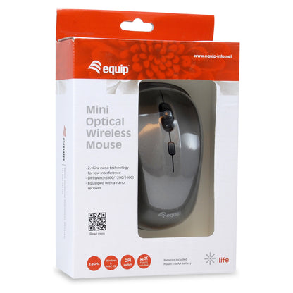 Equip Optische Maus kabellos USB Mini R+L grau