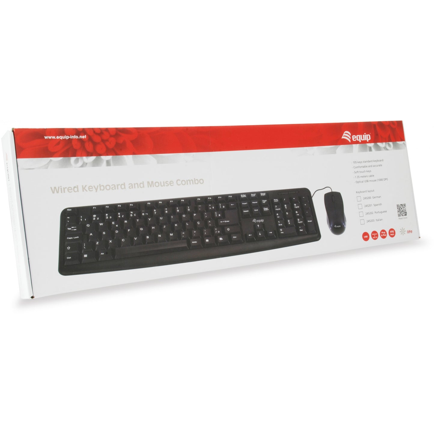 Equip Kabelgebundene Kombi Keyboard+Mouse. schwarz. deutsch