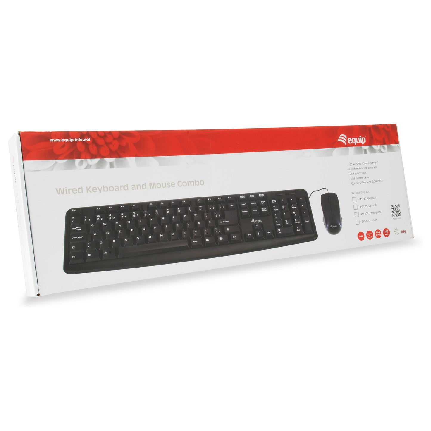 Equip Kabelgebundene Kombi Keyboard+Mouse. schwarz. italieni