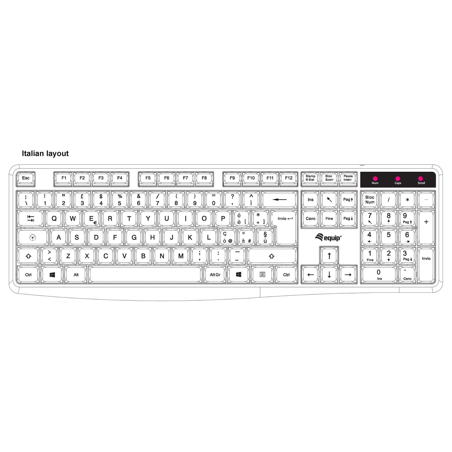 Equip Kabelgebundene USB Keyboard schwarz. italieni