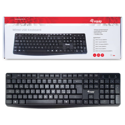 Equip Kabelgebundene USB Keyboard schwarz. italieni