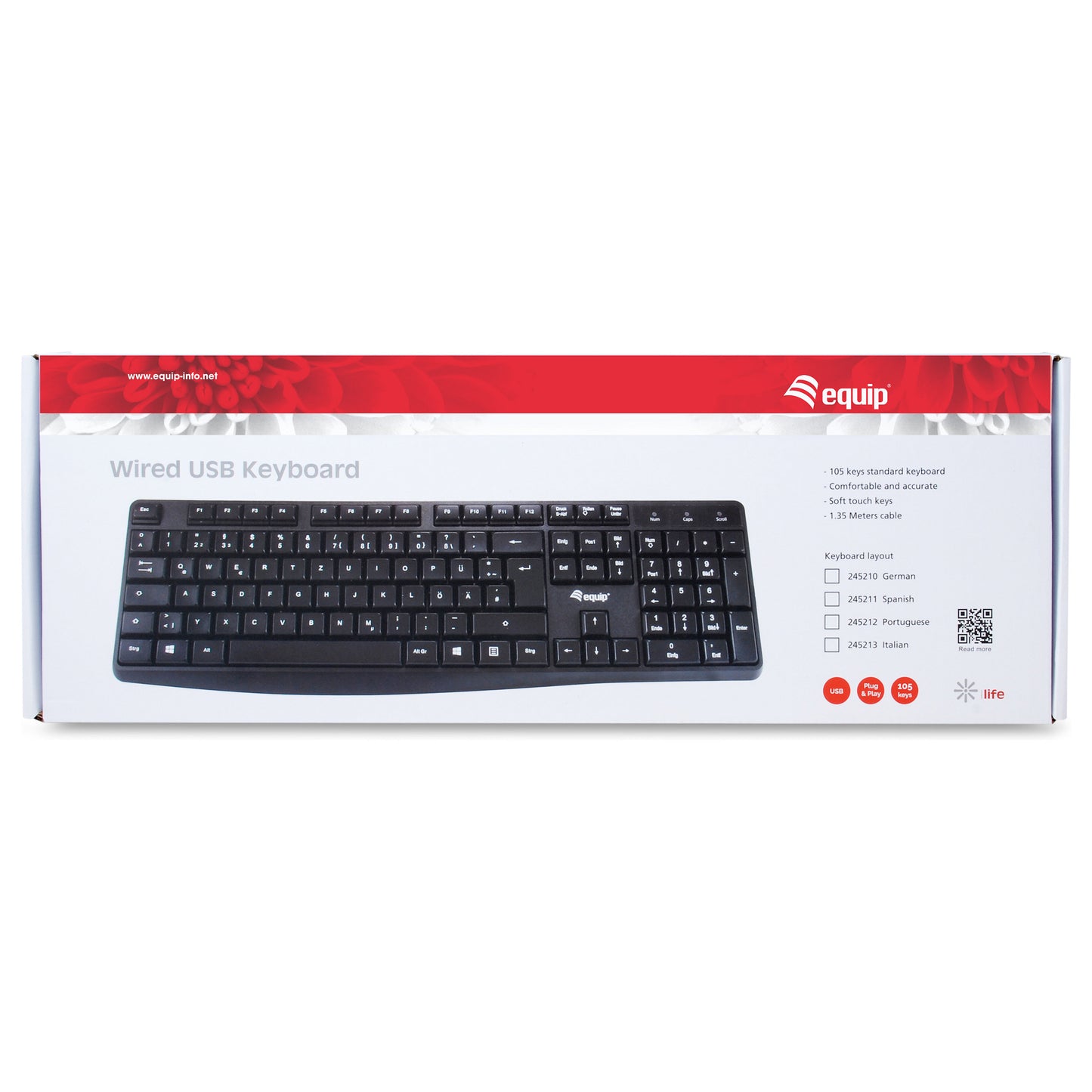 Equip Kabelgebundene USB Keyboard schwarz. spanisch