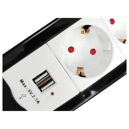 Equip Steckdosenleiste 4-fach Schuko 1.5m mit 2xUSB+Schalter