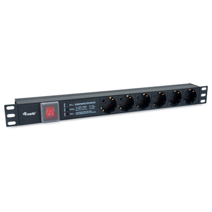 Equip Steckdosenleiste 19"(1HE)6fach mit Schuko + Schalt Alu