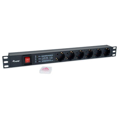 Equip Steckdosenleiste 19"(1HE)6fach mit Schuko + Schalt Alu