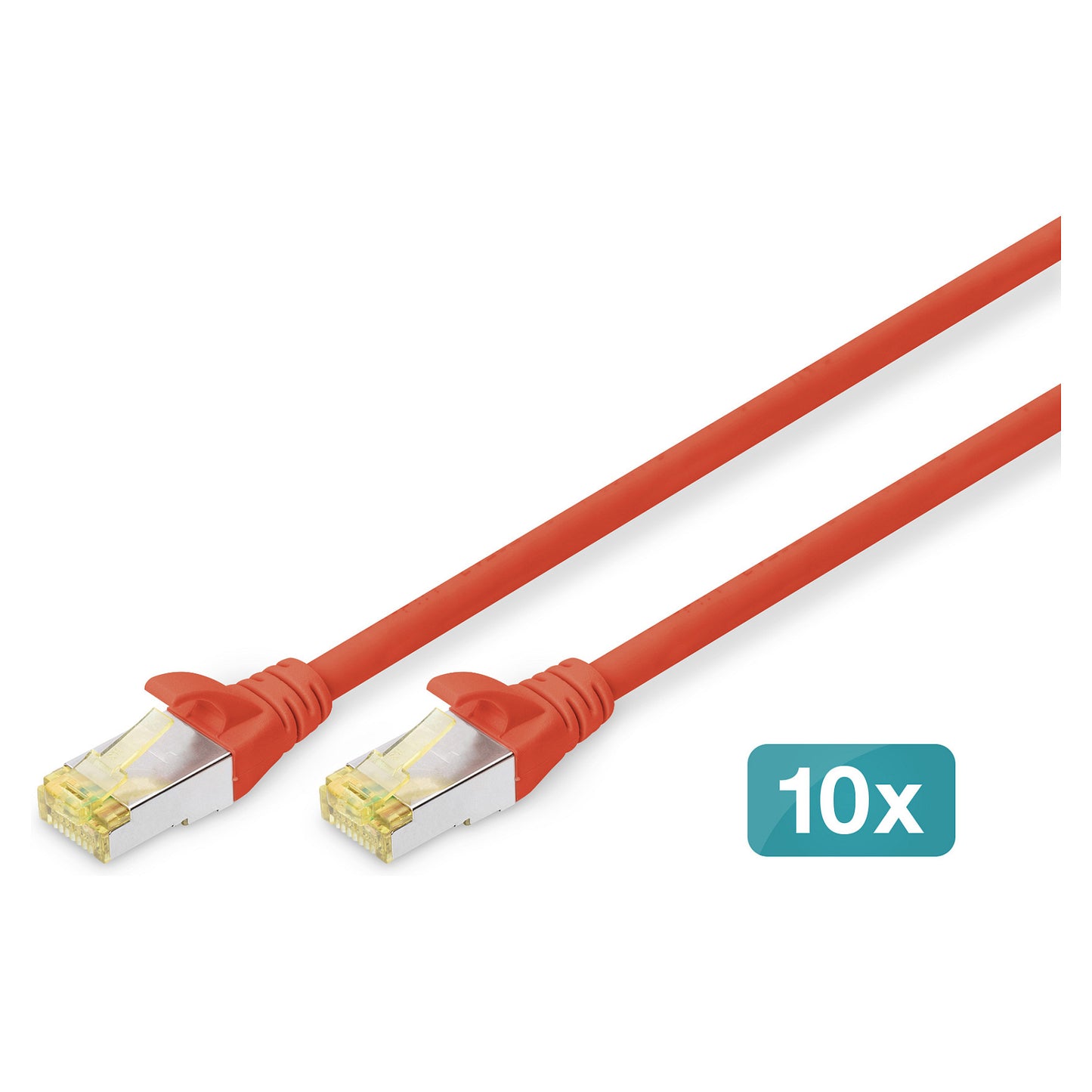 DIGITUS CAT 6A S/FTP Patchkabel, 10 Stück, 3m, rot