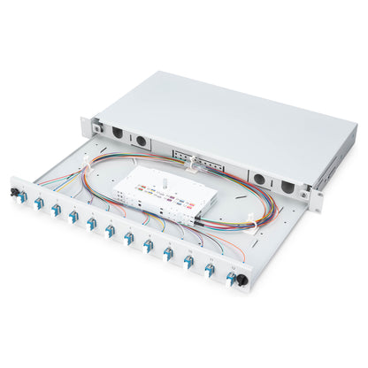 DIGUTUS LWL Spleißbox 1HE bestückt 12x LC DX OS2 grau