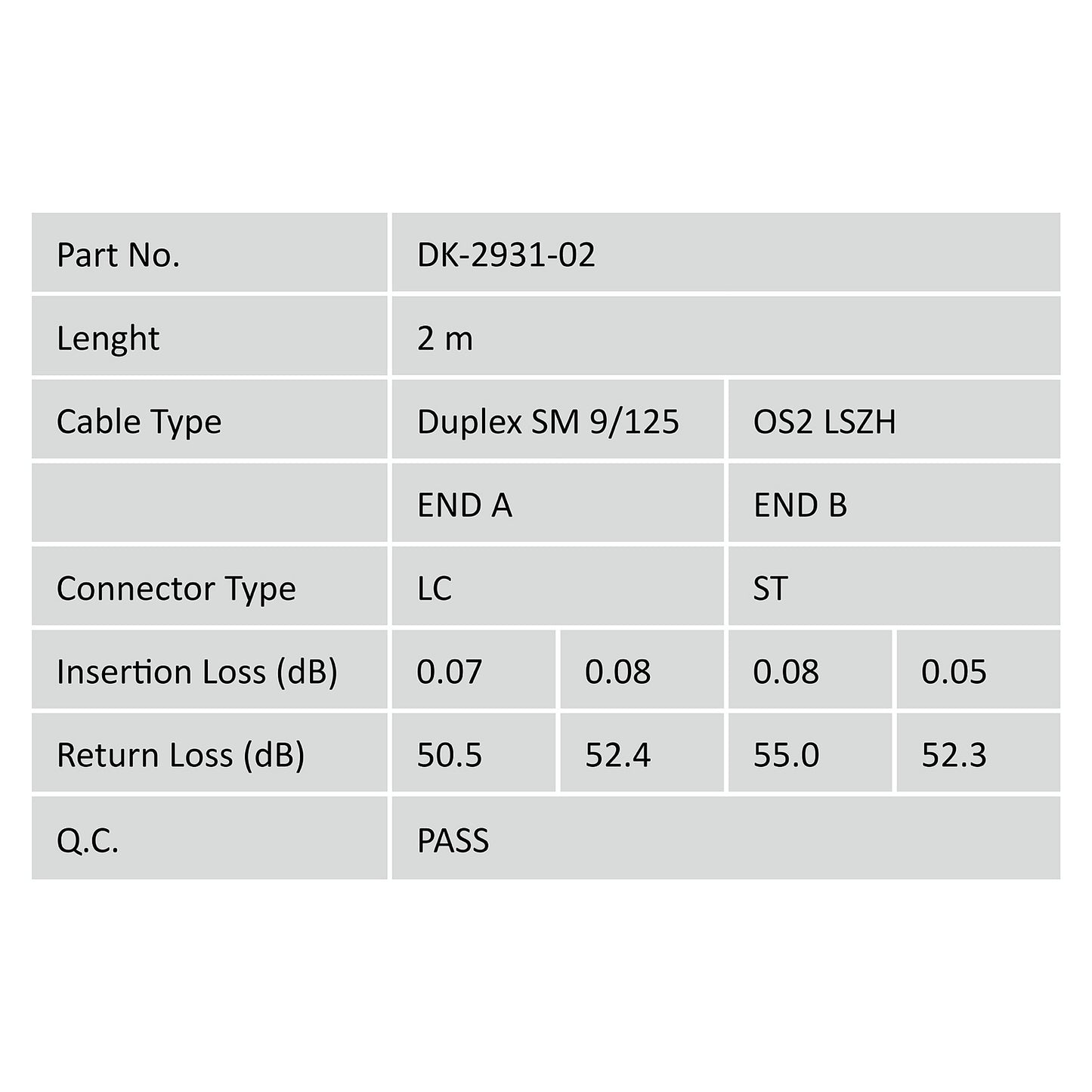 DIGITUS LWL Patchkabel LC -> ST 2.00m Singlemode Duplex OS2