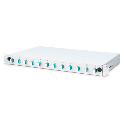DIGITUS LWL Spleißbox 1HE bestückt 12x LC DX OM3 grau