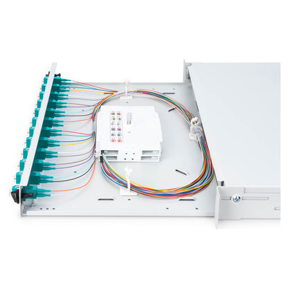 DIGITUS LWL Spleißbox 1HE bestückt 12x LC DX OM3 grau