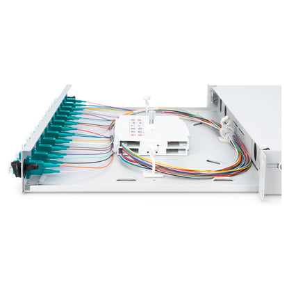 DIGITUS LWL Spleißbox 1HE bestückt 12x LC DX OM3 grau