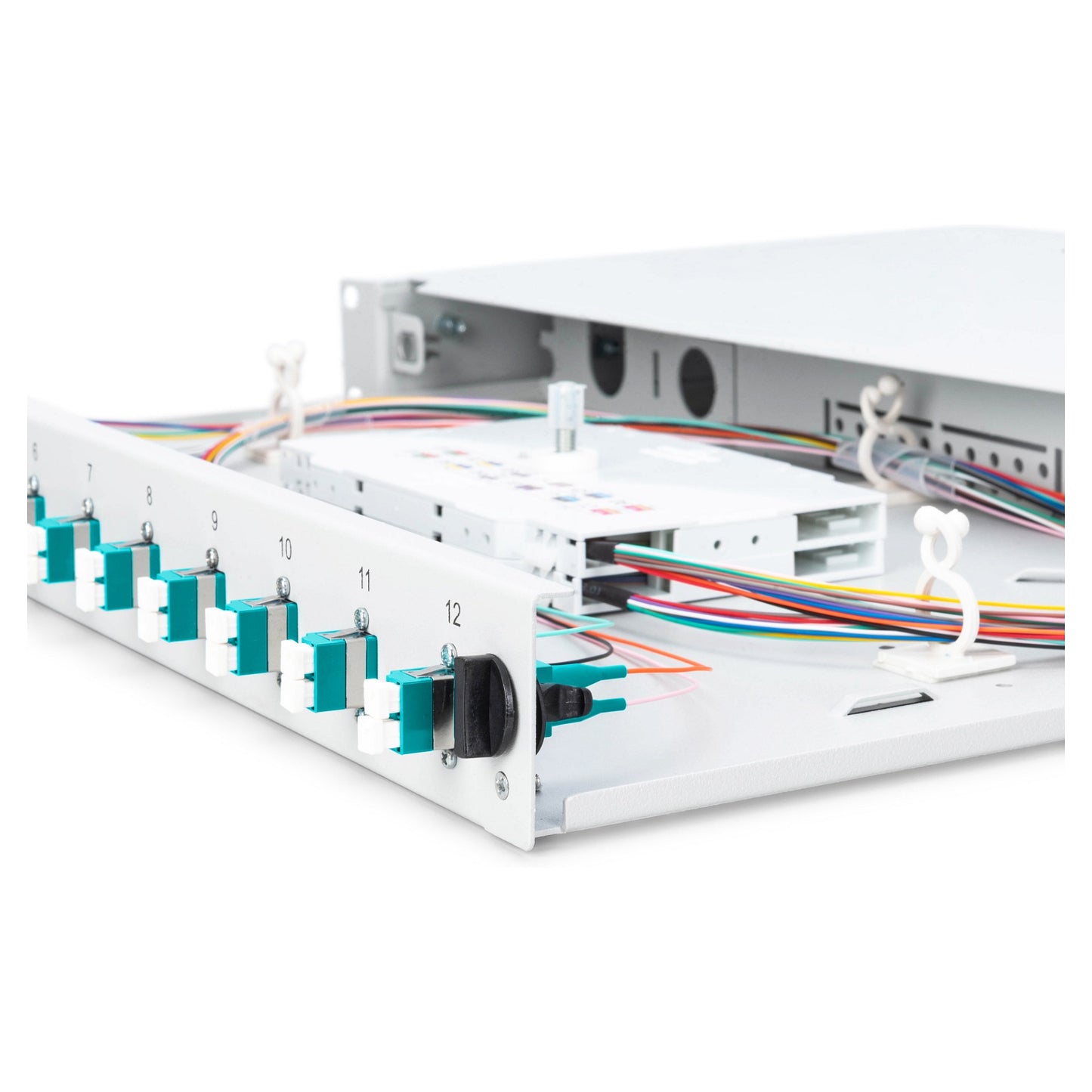 DIGITUS LWL Spleißbox 1HE bestückt 12x LC DX OM3 grau