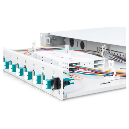 DIGITUS LWL Spleißbox 1HE bestückt 12x LC DX OM3 grau