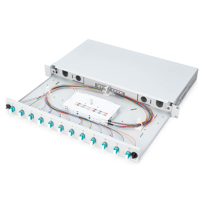DIGITUS LWL Spleißbox 1HE bestückt 12x LC DX OM3 grau