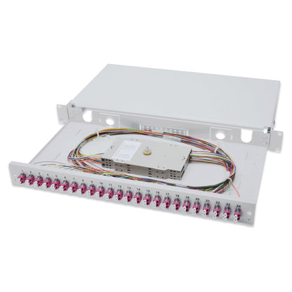 DIGITUS LWL Spleißbox 1HE bestückt 24x LC DX OM4 grau