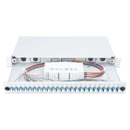 DIGITUS LWL Spleißbox 1HE bestückt 24x LC DX OM4 grau