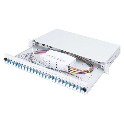 DIGITUS LWL Spleißbox 1HE bestückt 24x LC DX OM4 grau