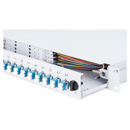 DIGITUS LWL Spleißbox 1HE bestückt 24x LC DX OM4 grau
